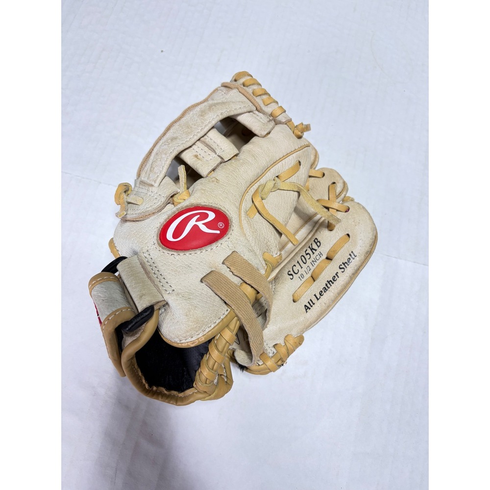 Rawlings SC105KB Youth Baseball Glove 10.5 Inch All Leather Shell Cream Tan